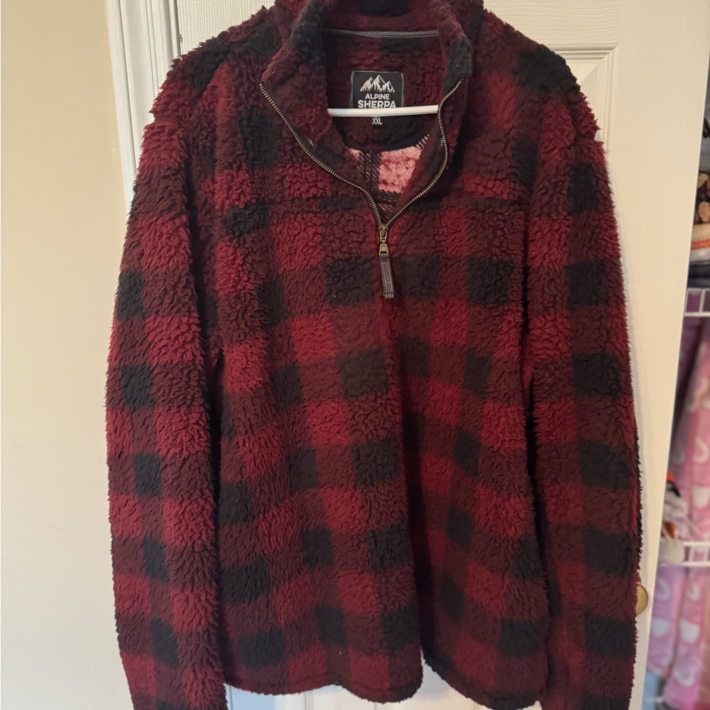 Alpine Sherpa Burgundy and Black Fleece Jacket